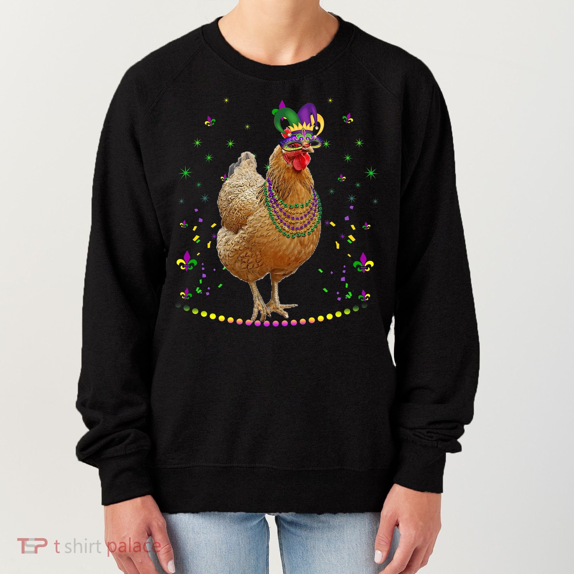 Funny Chicken Lover Cute Mardi Gras Carnival Jester Premium Women's Sweatshirt