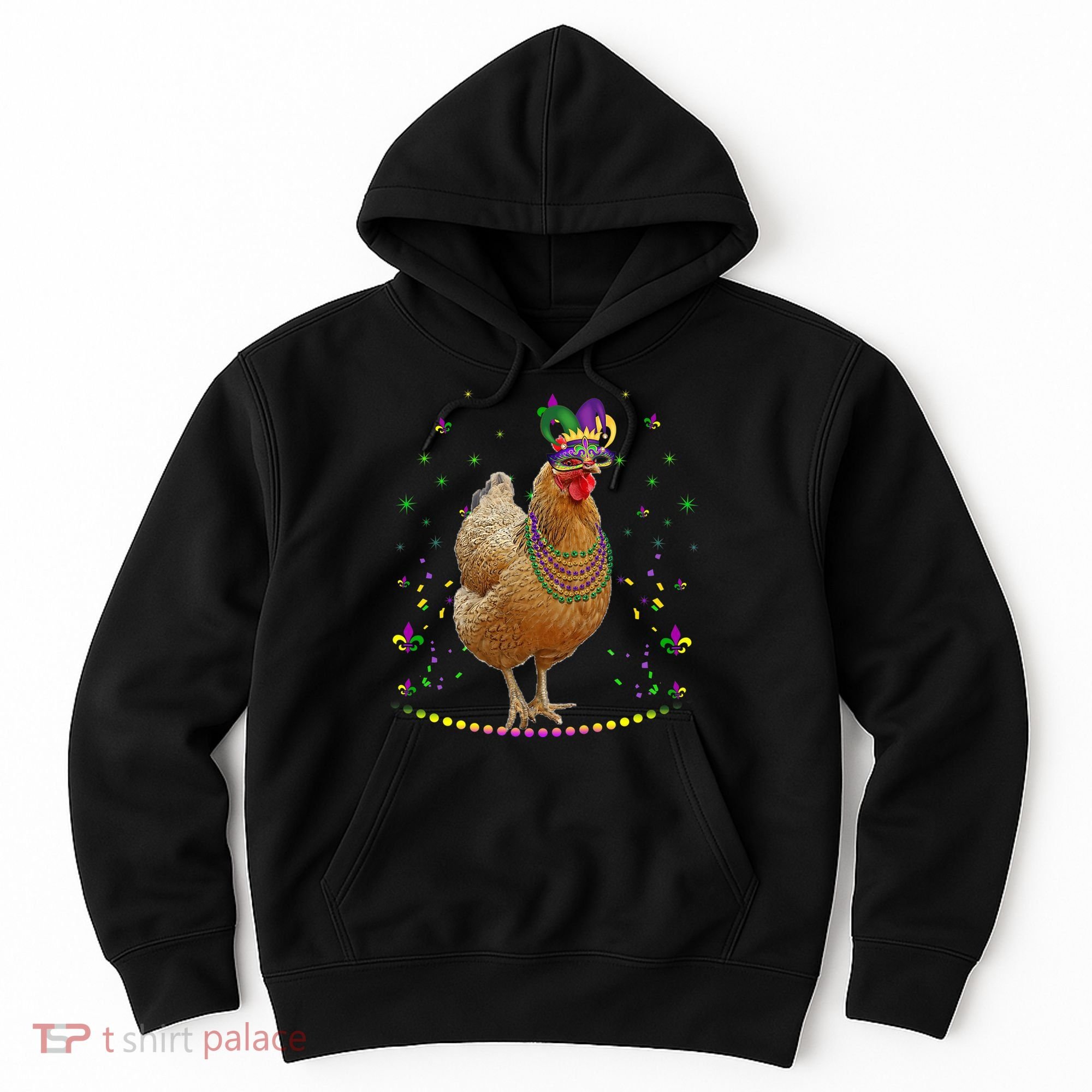 Funny Chicken Lover Cute Mardi Gras Carnival Jester Premium Hoodie