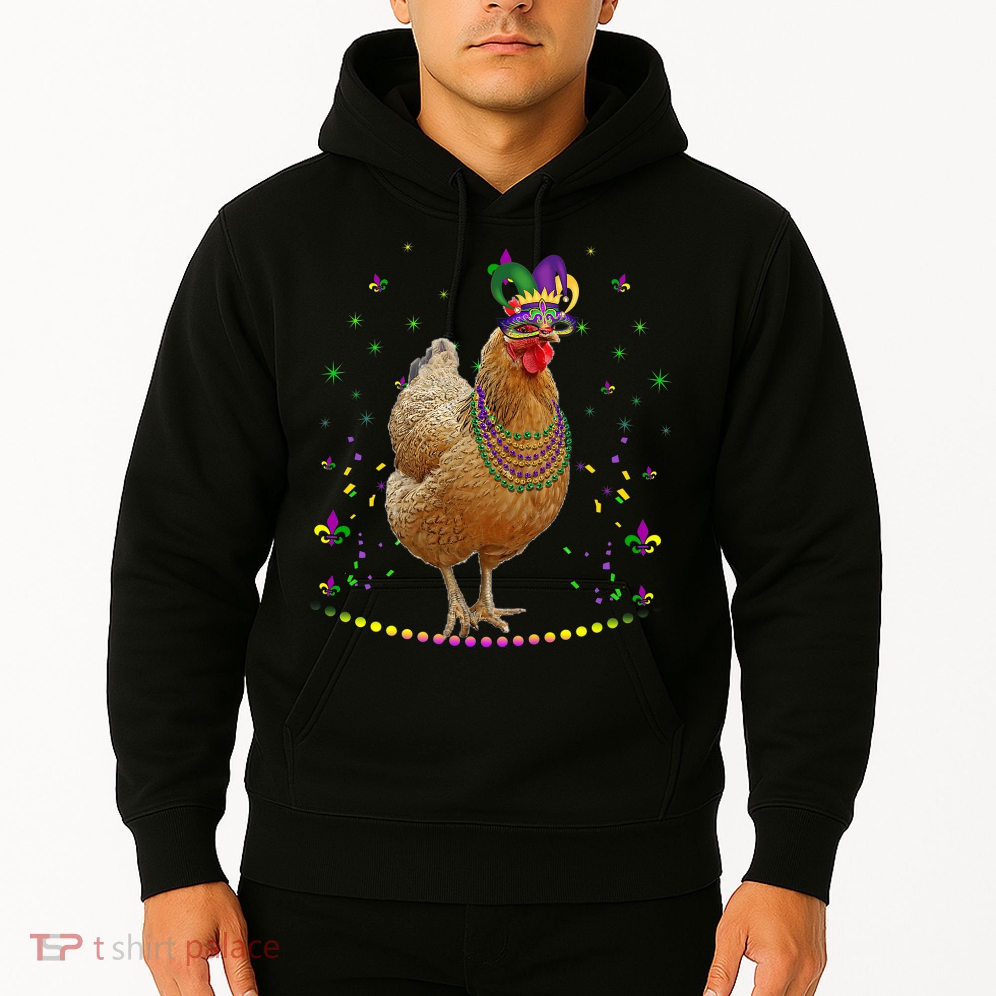 Funny Chicken Lover Cute Mardi Gras Carnival Jester Premium Hoodie