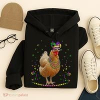Funny Chicken Lover Cute Mardi Gras Carnival Jester Premium Hoodie thumb 4