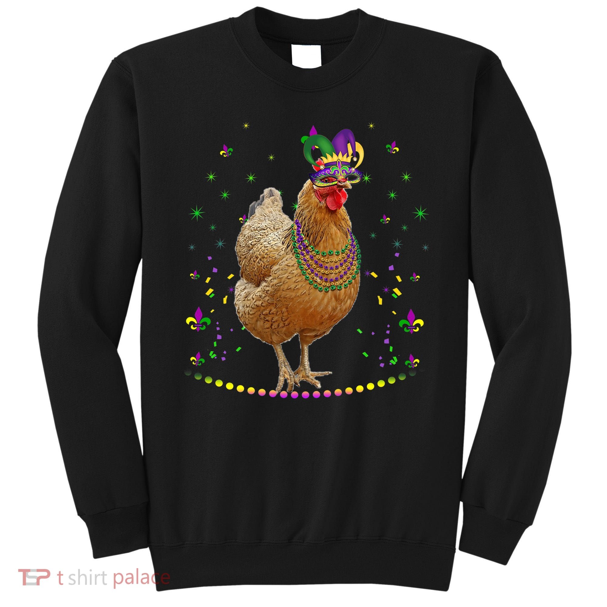 Funny Chicken Lover Cute Mardi Gras Carnival Jester Premium Sweatshirt
