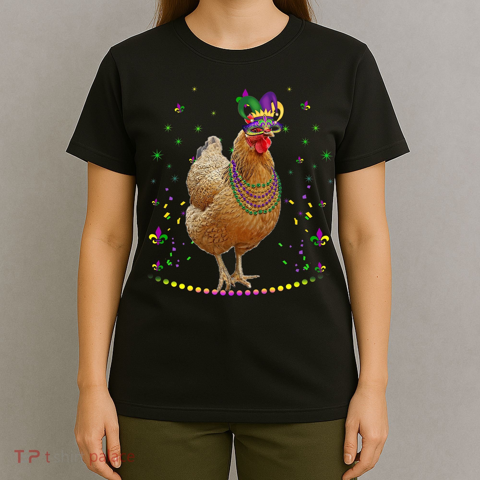 Funny Chicken Lover Cute Mardi Gras Carnival Jester Premium T-Shirt