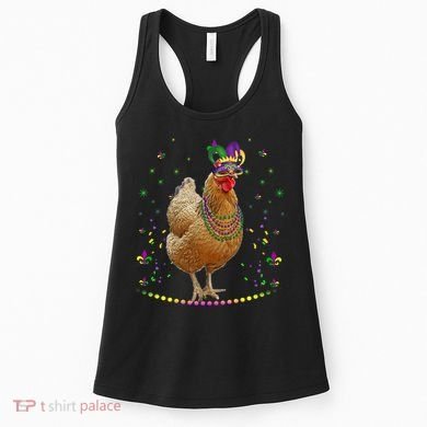 Funny Chicken Lover Cute Mardi Gras Carnival Jester Premium Women's Tank Top