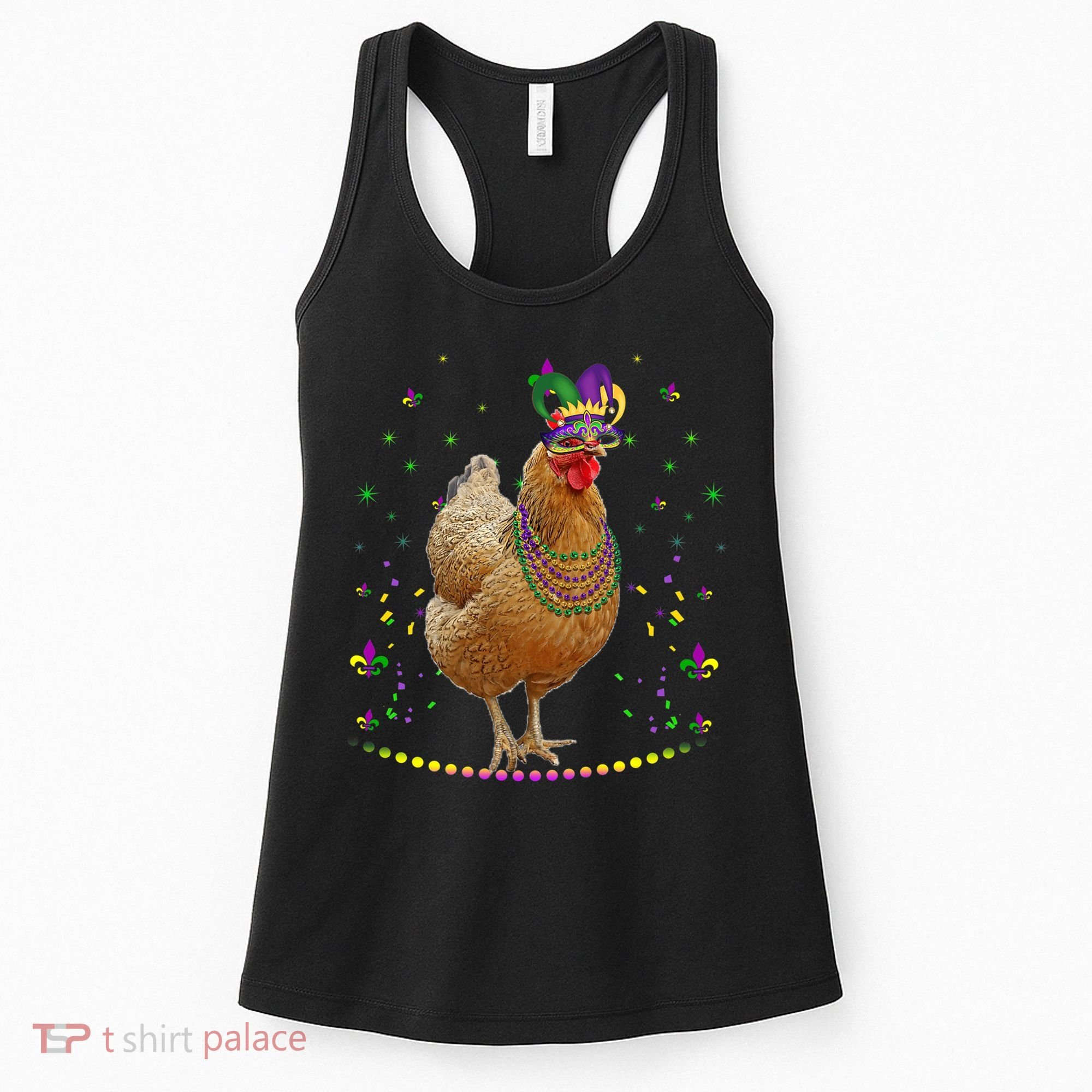 Funny Chicken Lover Cute Mardi Gras Carnival Jester Premium Women's Tank Top