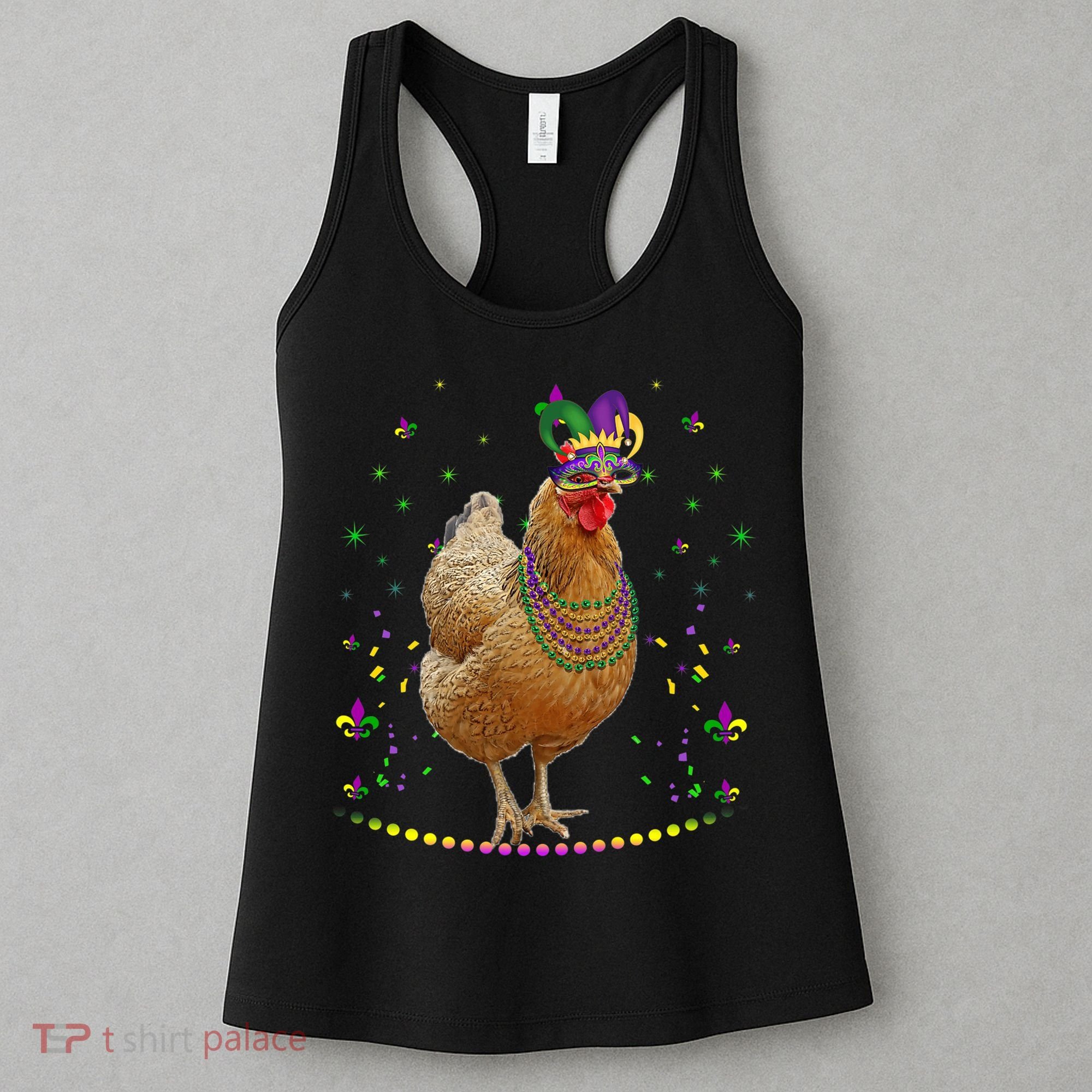 Funny Chicken Lover Cute Mardi Gras Carnival Jester Premium Women's Tank Top