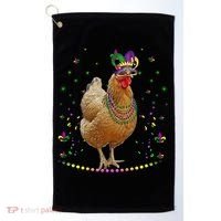 Funny Chicken Lover Cute Mardi Gras Carnival Jester Premium Golf Towel thumb 0