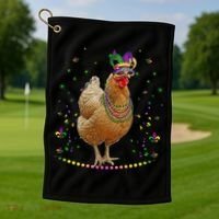 Funny Chicken Lover Cute Mardi Gras Carnival Jester Premium Golf Towel thumb 1