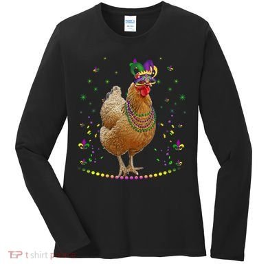 Funny Chicken Lover Cute Mardi Gras Carnival Jester Premium Women's Long Sleeve Shirt