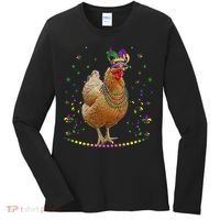 Funny Chicken Lover Cute Mardi Gras Carnival Jester Premium Women's Long Sleeve Shirt thumb 0