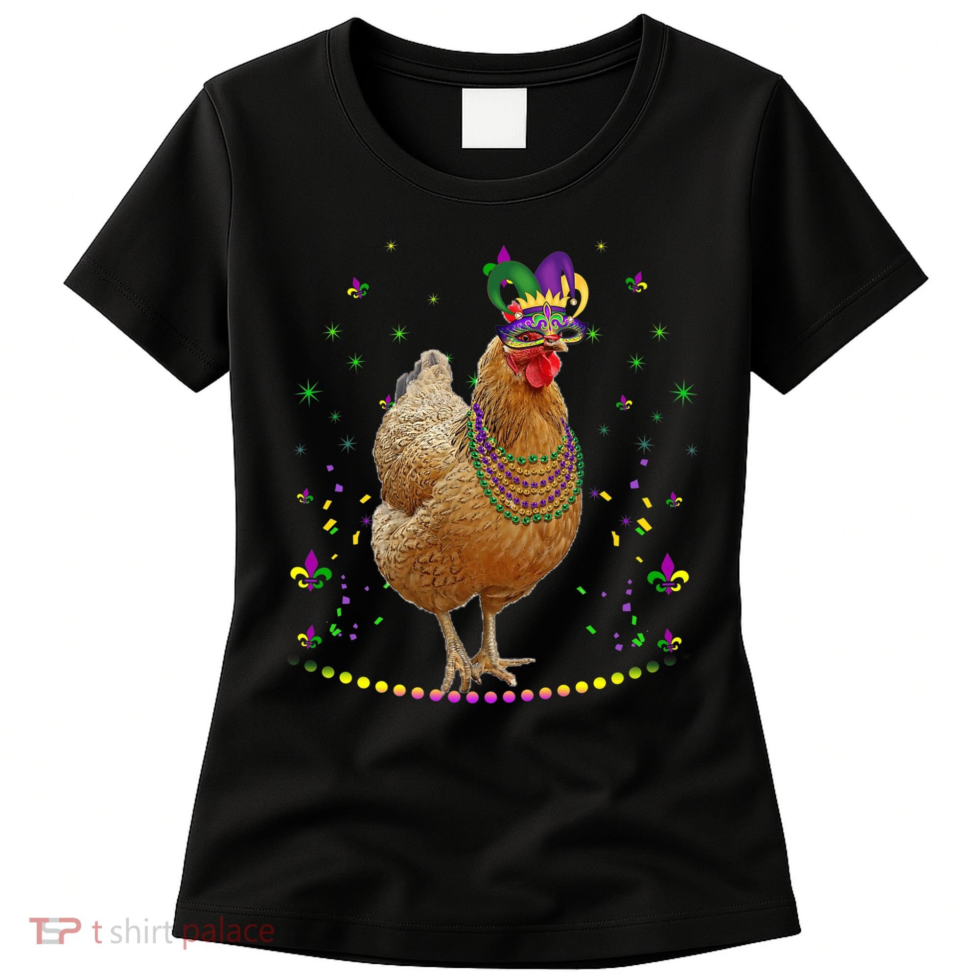 Funny Chicken Lover Cute Mardi Gras Carnival Jester Premium Women's T-Shirt