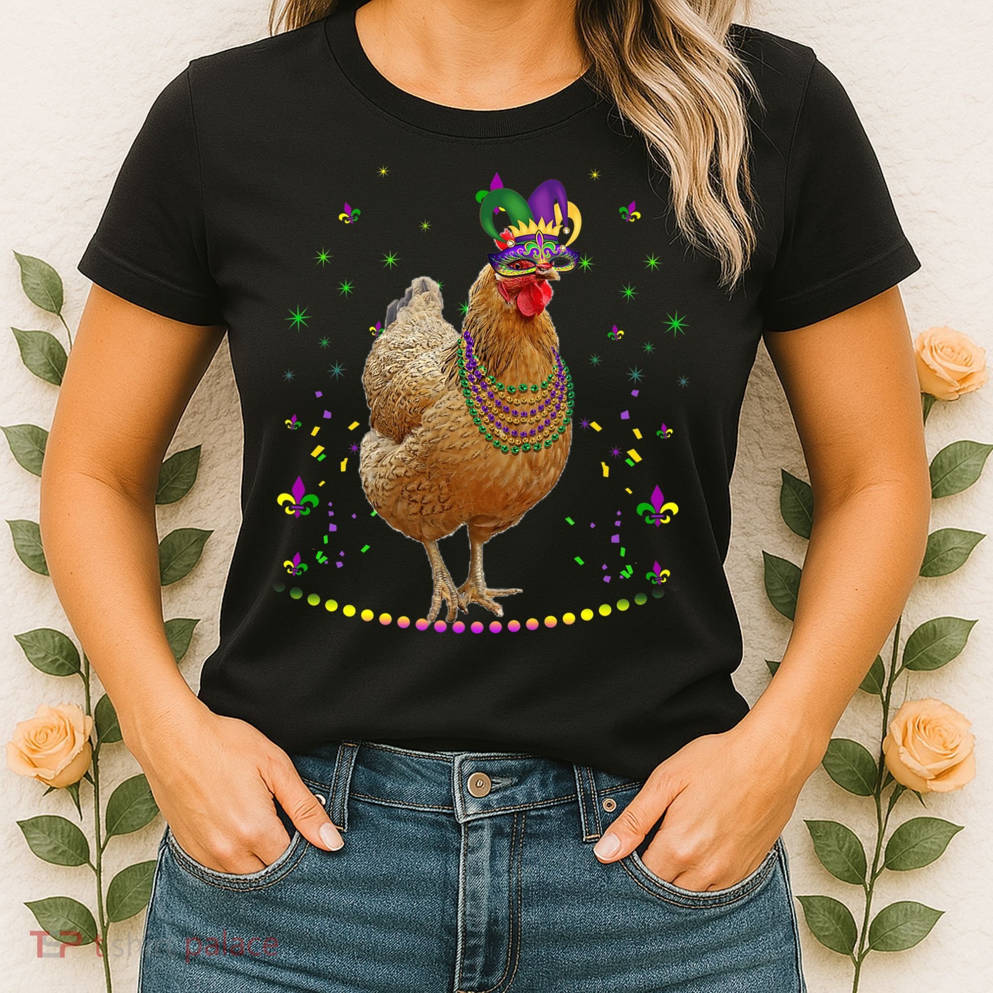 Funny Chicken Lover Cute Mardi Gras Carnival Jester Premium Women's T-Shirt