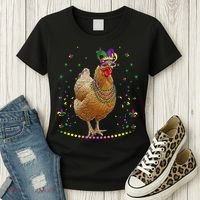 Funny Chicken Lover Cute Mardi Gras Carnival Jester Premium Women's T-Shirt thumb 3