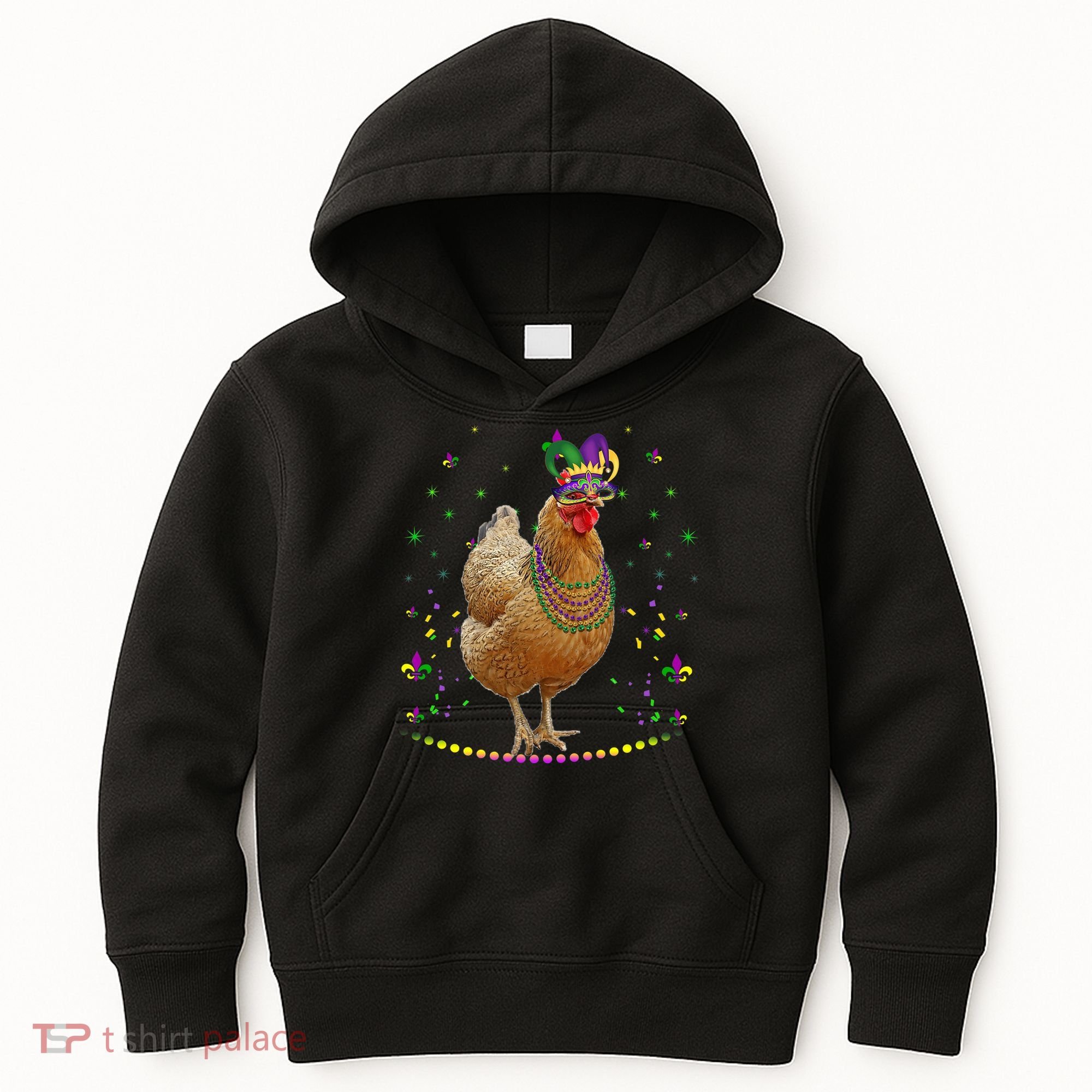 Funny Chicken Lover Cute Mardi Gras Carnival Jester Premium Kids Hoodie