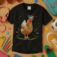 Funny Chicken Lover Cute Mardi Gras Carnival Jester Premium Kids T-Shirt thumb 3