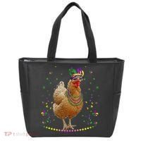 Funny Chicken Lover Cute Mardi Gras Carnival Jester Premium Tote Bag thumb 0