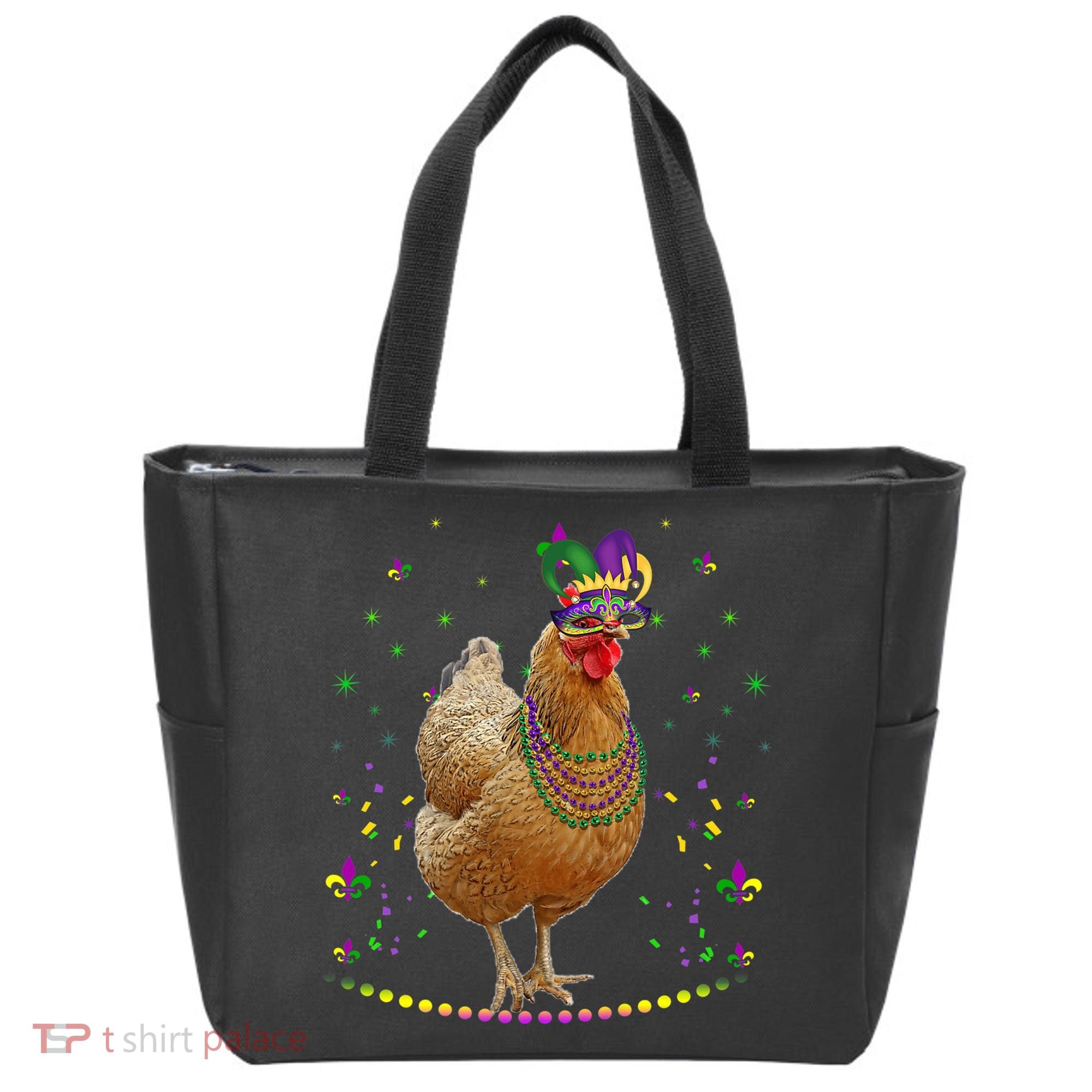 Funny Chicken Lover Cute Mardi Gras Carnival Jester Premium Tote Bag