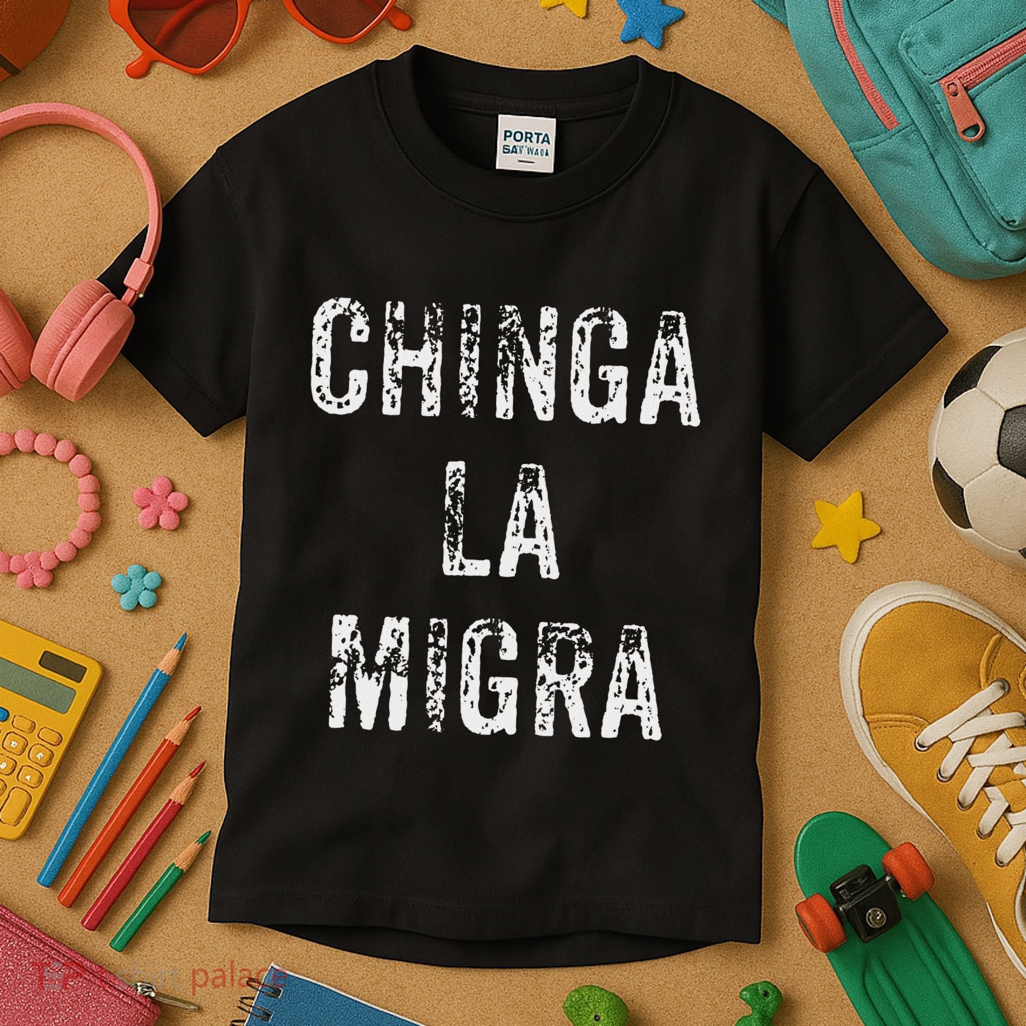 Funny Chinga La Migra Mexican Border Patrol Resist Gift Kids T-Shirt
