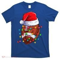 Football Christmas Lights Santa Hat Xmas Football Lover Gift T-Shirt thumb 0