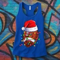 Football Christmas Lights Santa Hat Xmas Football Lover Gift Women's Tank Top thumb 3