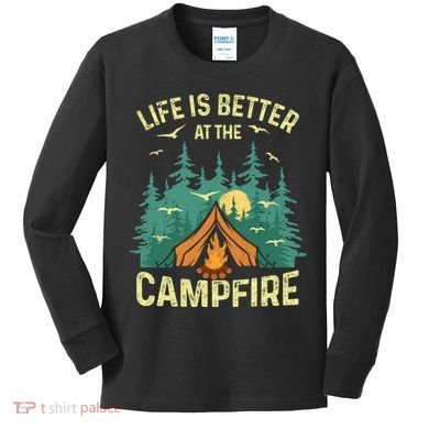 Funny Camping Lover Design For Camping Vacationist Kids Long Sleeve Shirt
