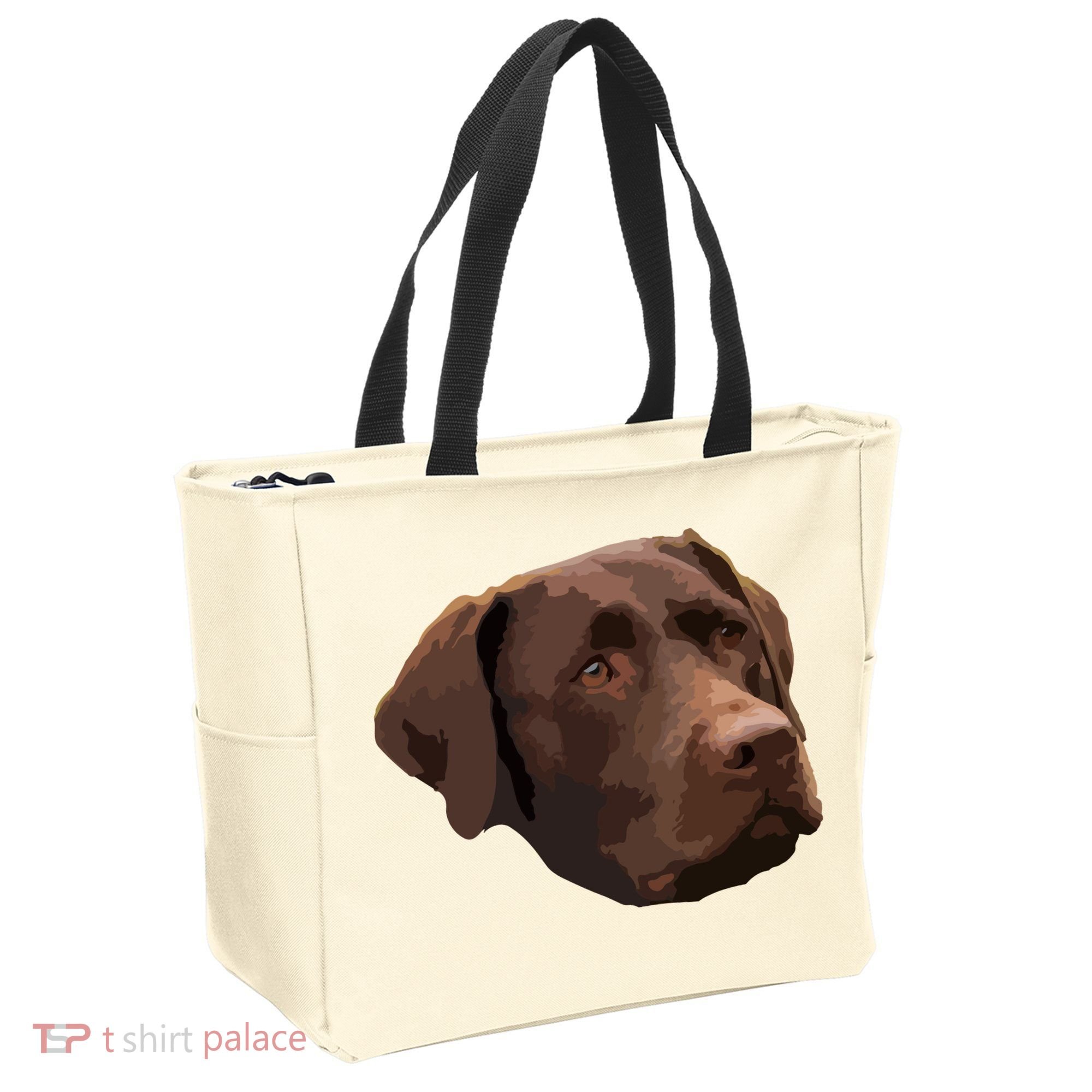 Funny Chocolate Lab Labrador Retriever Dog Head Tote Bag