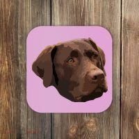 Funny Chocolate Lab Labrador Retriever Dog Head Coaster thumb 0
