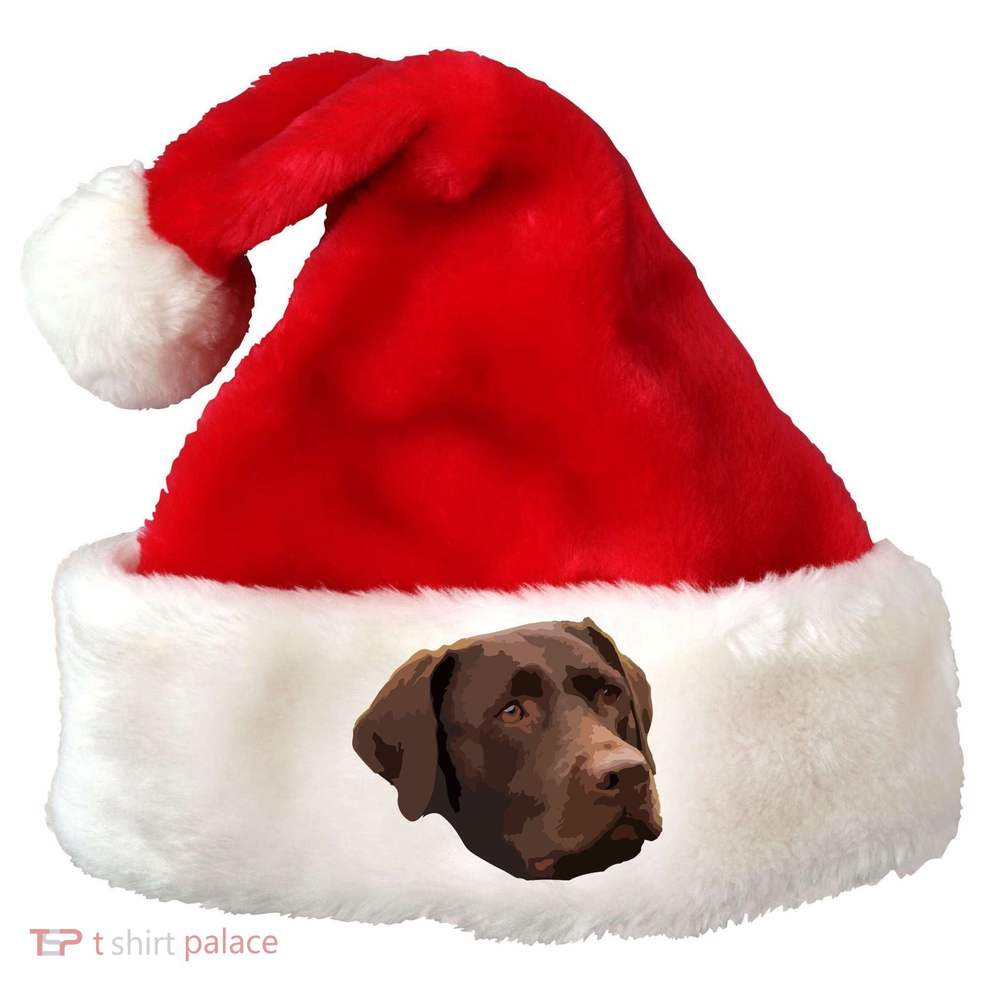 Funny Chocolate Lab Labrador Retriever Dog Head Santa Hat