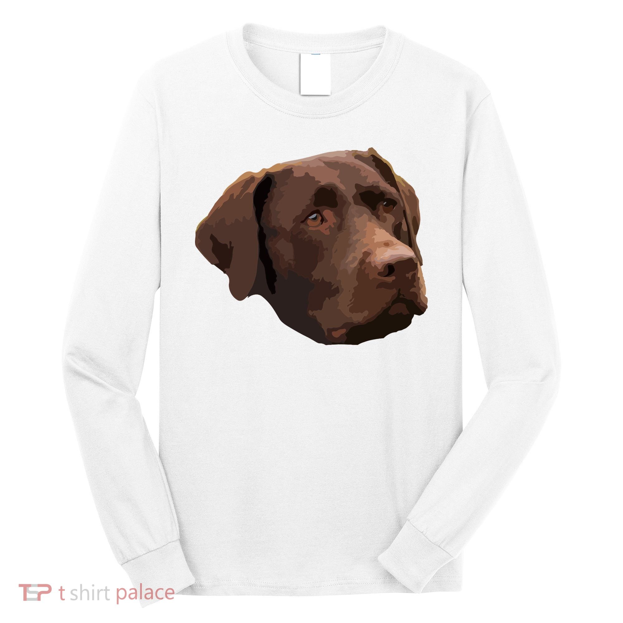 Funny Chocolate Lab Labrador Retriever Dog Head Long Sleeve Shirt