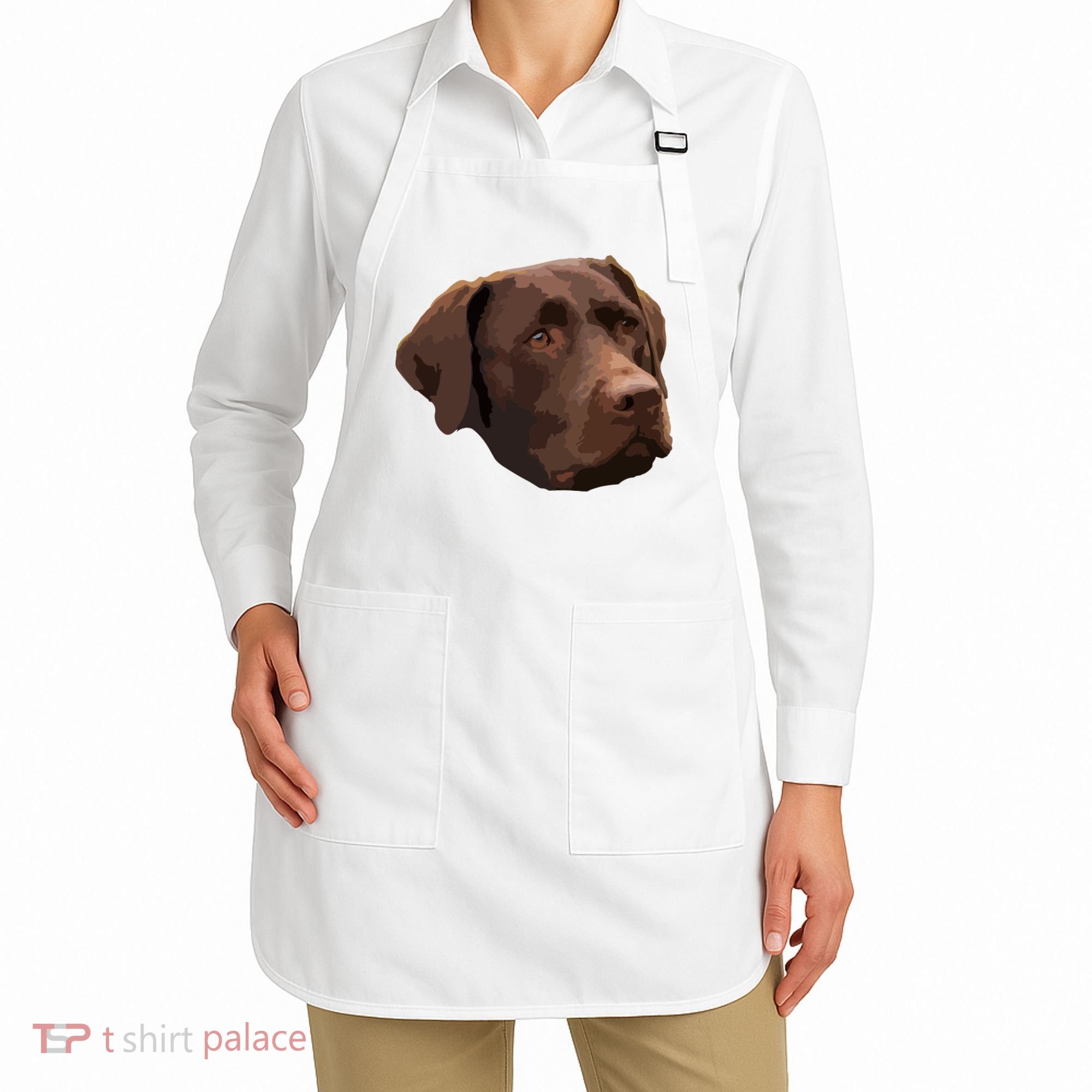 Funny Chocolate Lab Labrador Retriever Dog Head Apron