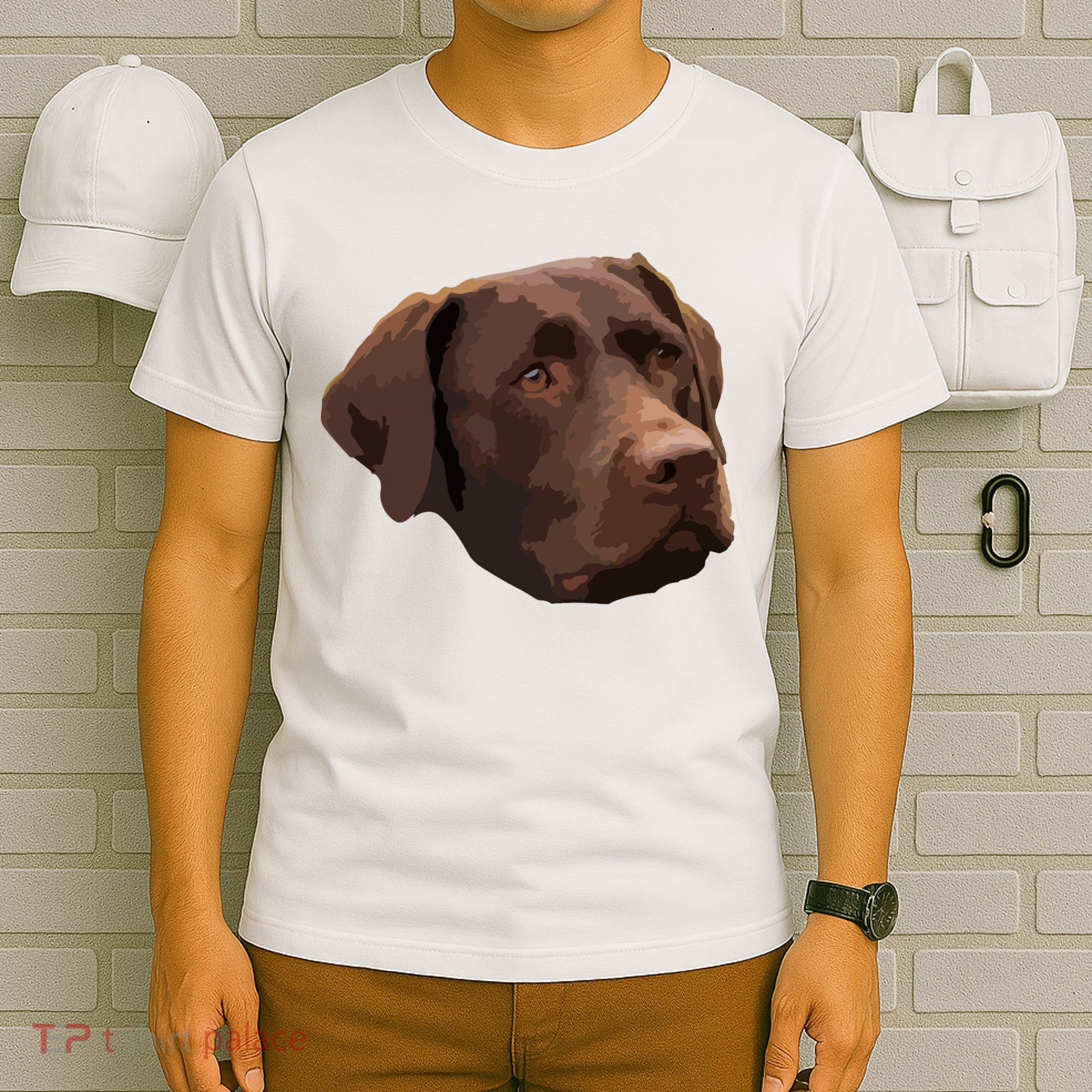 Funny Chocolate Lab Labrador Retriever Dog Head T-Shirt