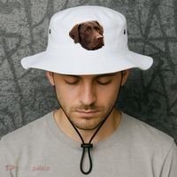 Funny Chocolate Lab Labrador Retriever Dog Head Bucket Hat thumb 2