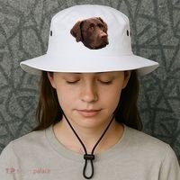 Funny Chocolate Lab Labrador Retriever Dog Head Bucket Hat thumb 3