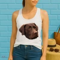 Funny Chocolate Lab Labrador Retriever Dog Head Women's Tank Top thumb 2
