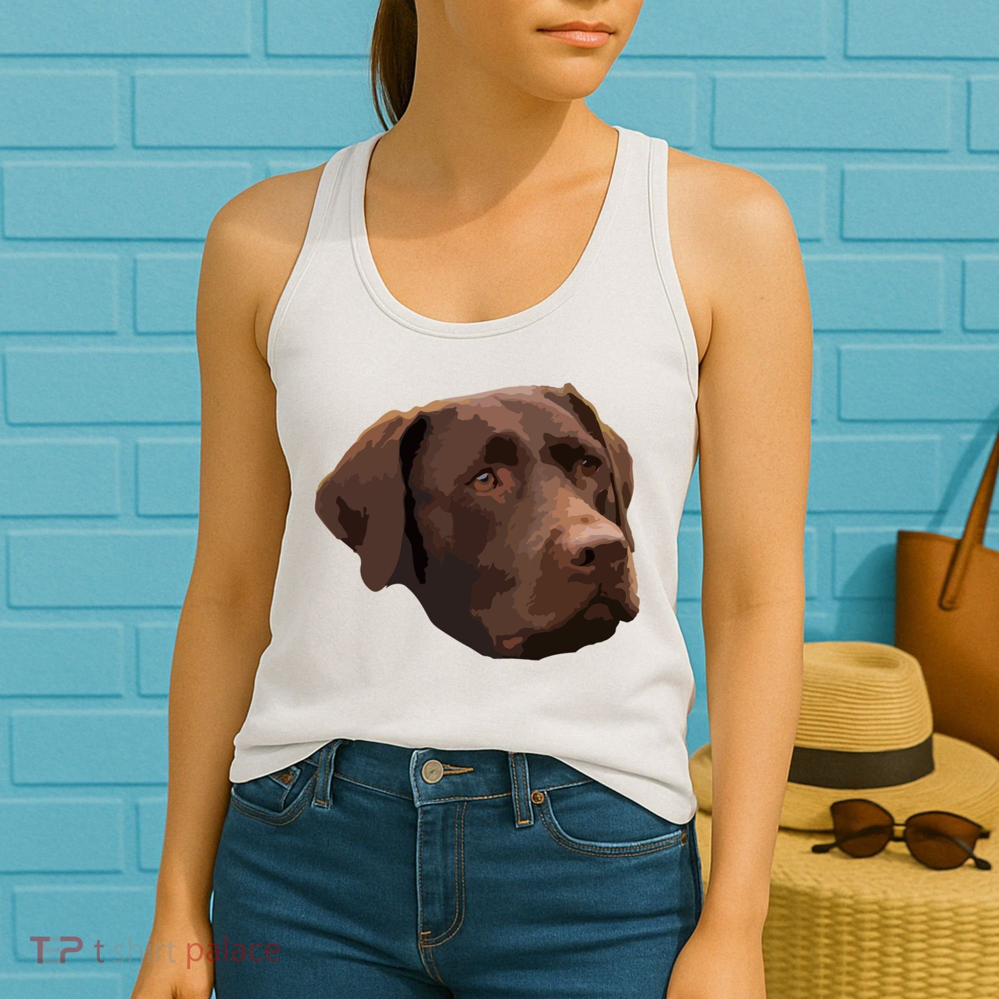 Funny Chocolate Lab Labrador Retriever Dog Head Women's Tank Top