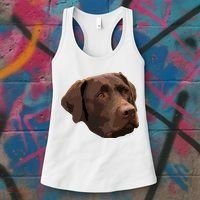 Funny Chocolate Lab Labrador Retriever Dog Head Women's Tank Top thumb 3