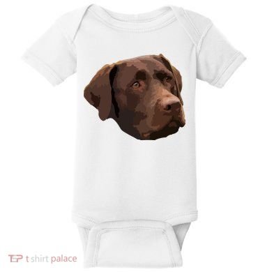 Funny Chocolate Lab Labrador Retriever Dog Head Baby Bodysuit