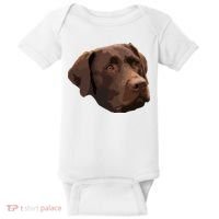 Funny Chocolate Lab Labrador Retriever Dog Head Baby Bodysuit thumb 0
