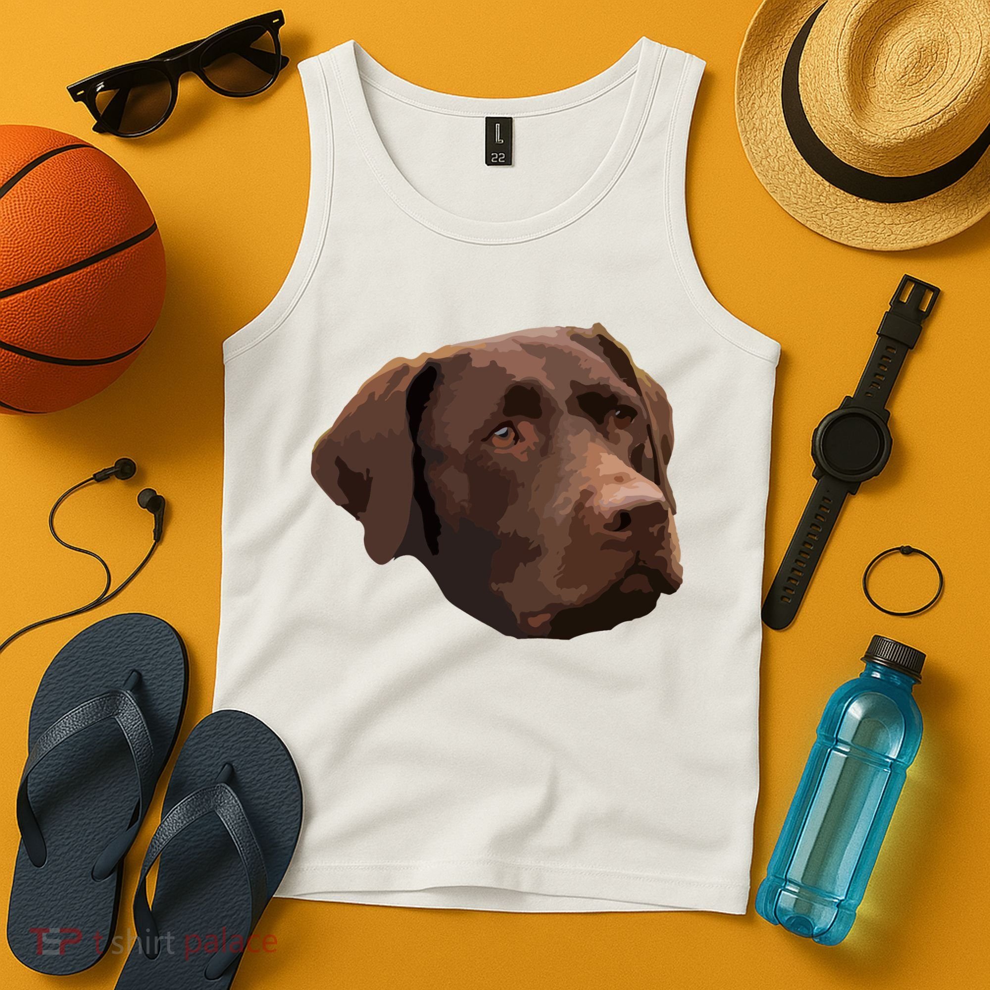 Funny Chocolate Lab Labrador Retriever Dog Head Tank Top
