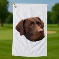 Funny Chocolate Lab Labrador Retriever Dog Head Golf Towel thumb 1