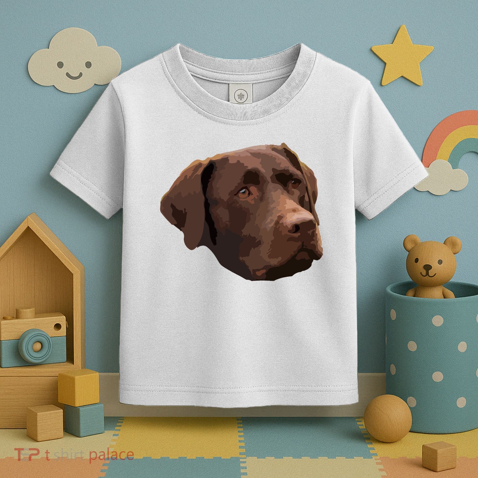 Funny Chocolate Lab Labrador Retriever Dog Head Toddler T-Shirt