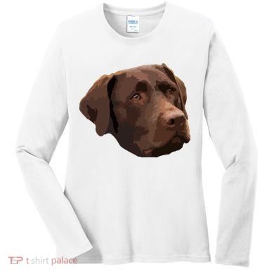 Funny Chocolate Lab Labrador Retriever Dog Head Women's Long Sleeve Shirt