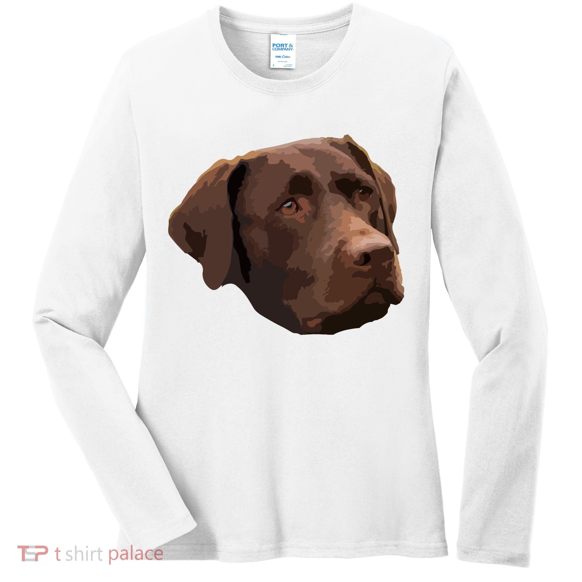 Funny Chocolate Lab Labrador Retriever Dog Head Women's Long Sleeve Shirt