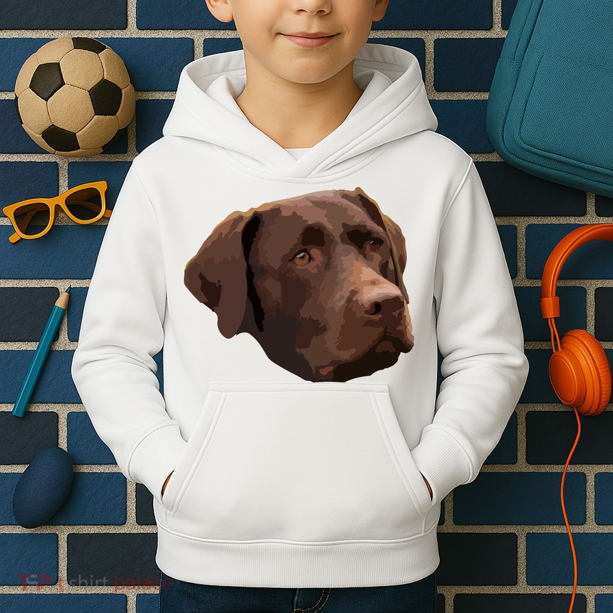 Funny Chocolate Lab Labrador Retriever Dog Head Kids Hoodie