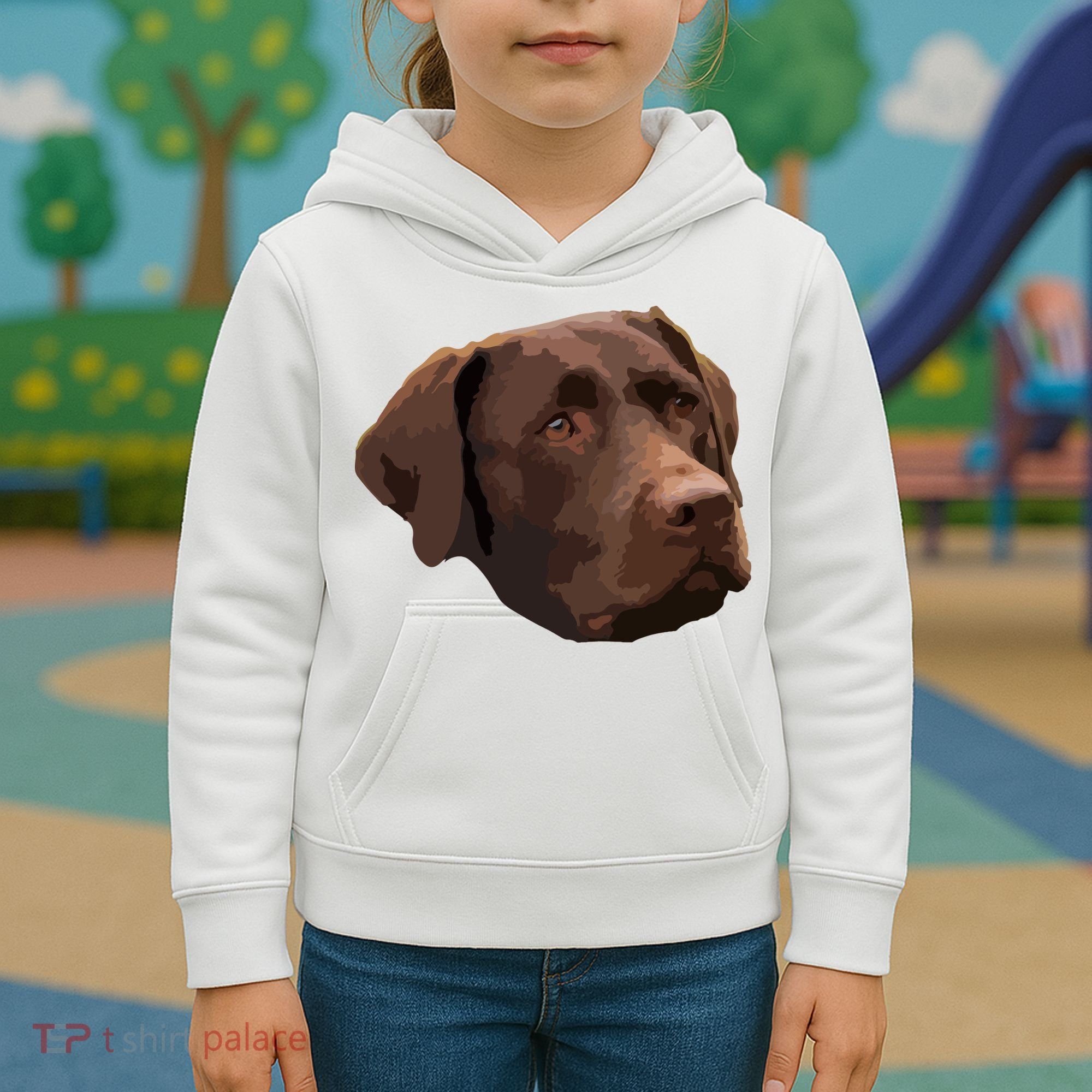 Funny Chocolate Lab Labrador Retriever Dog Head Kids Hoodie