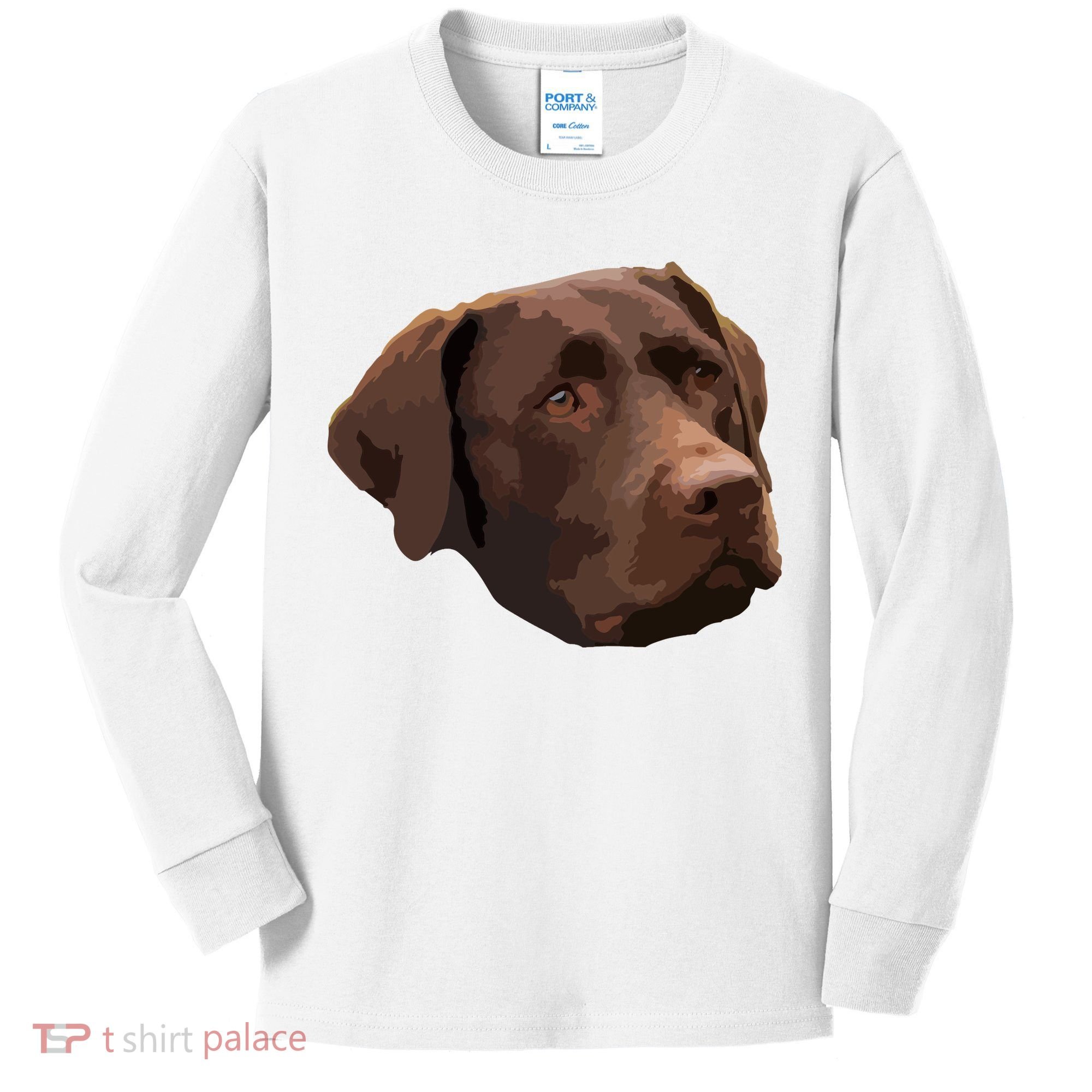 Funny Chocolate Lab Labrador Retriever Dog Head Kids Long Sleeve Shirt