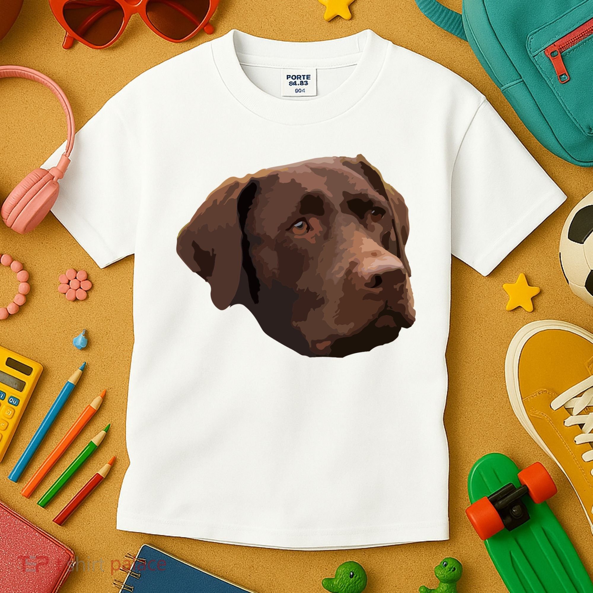 Funny Chocolate Lab Labrador Retriever Dog Head Kids T-Shirt