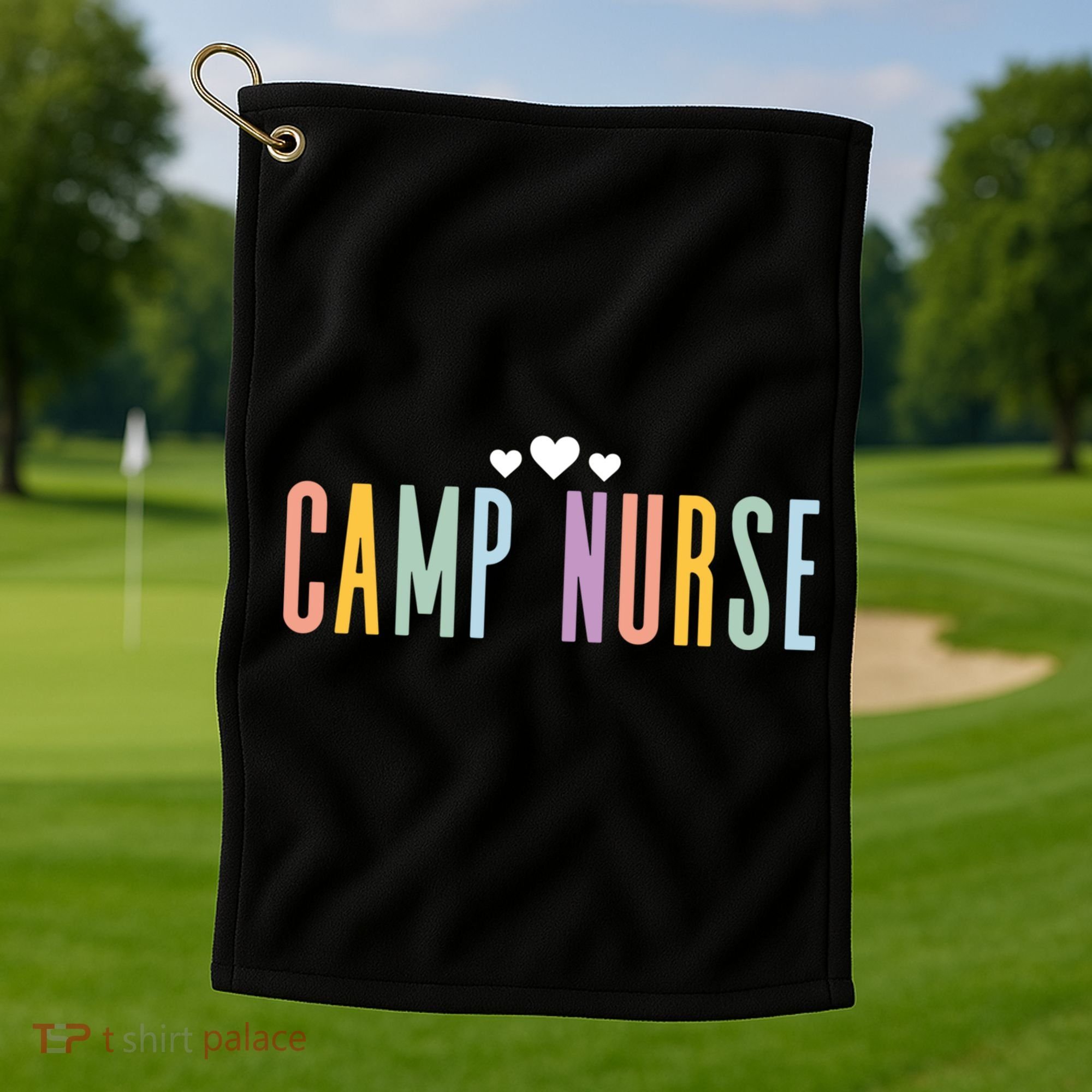 Funny Camping Lover Nursing Matching Summer Camp Nurse Gift Golf Towel