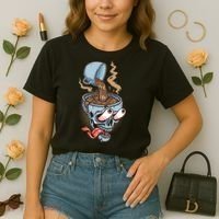 Funny Coffee Lover Addict Skull Comfort Colors Boxy T-Shirt thumb 2