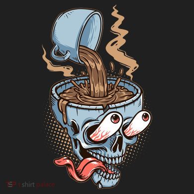 Funny Coffee Lover Addict Skull Comfort Colors Boxy T-Shirt