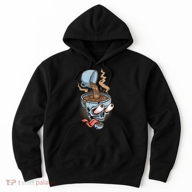 Funny Coffee Lover Addict Skull Hoodie